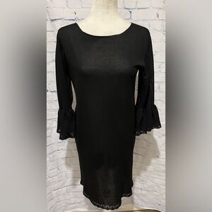 Kristina Ti black lightweight dress with bell sleeves size small